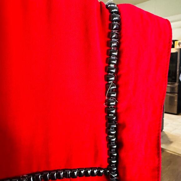 SABINA MUSAYEV Women's Luby Red Gunmetal Beading Shift Mini Dress Size Small - Picture 10 of 11